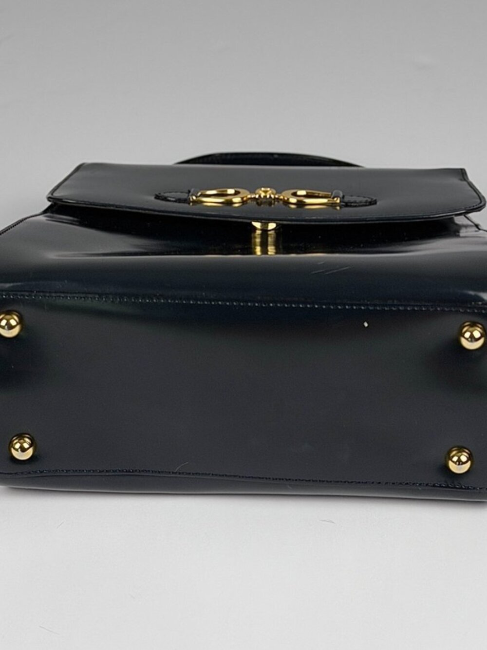 Etienne Aigner Navy Patent Leather Top-Handle Kelly / Doctor Bag - 1970s/80s - Picture 5 of 8